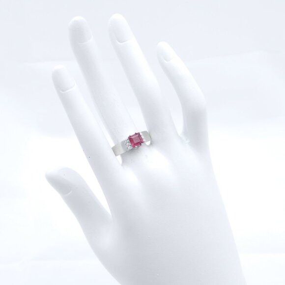 Genuine Pink Tourmaline Cushion Cut Ring in 925 Sterling Silver - Picture 4 of 6